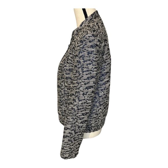 FOSSIL Arlene Jacket Blue Multi Leopard Print Metallic Full Zip Size Medium - Picture 4 of 8